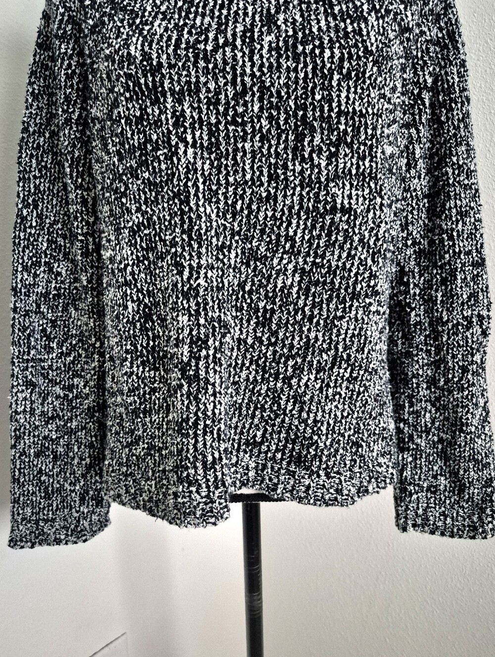 Eileen Fisher Organic Cotton Mock Neck Boxy Sweater L Marled Chunky Knit F19UBT - Picture 6 of 15